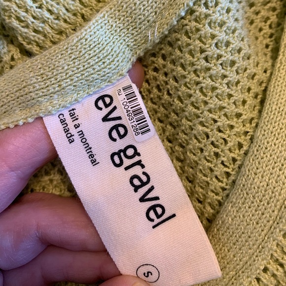 Eve Gravel Printemps Lime green semi sheer crochet crop sweater size S - Picture 8 of 9